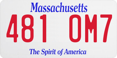 MA license plate 481OM7