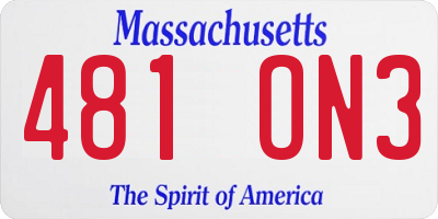 MA license plate 481ON3