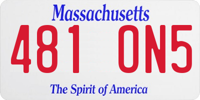 MA license plate 481ON5