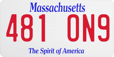 MA license plate 481ON9