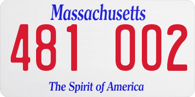 MA license plate 481OO2