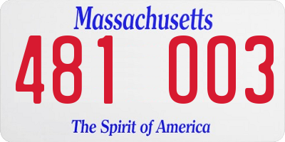 MA license plate 481OO3