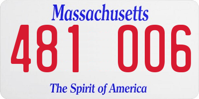 MA license plate 481OO6