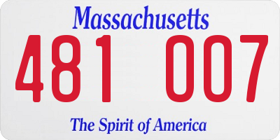 MA license plate 481OO7