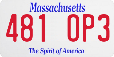 MA license plate 481OP3