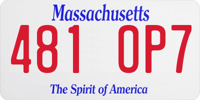 MA license plate 481OP7