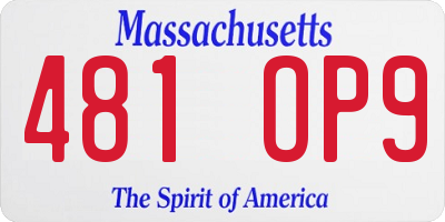 MA license plate 481OP9