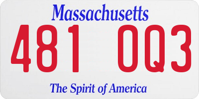 MA license plate 481OQ3