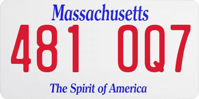 MA license plate 481OQ7
