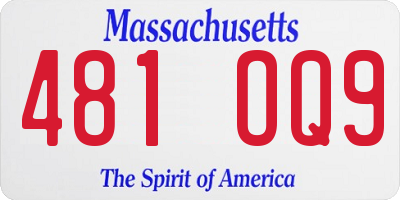 MA license plate 481OQ9