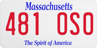 MA license plate 481OS0