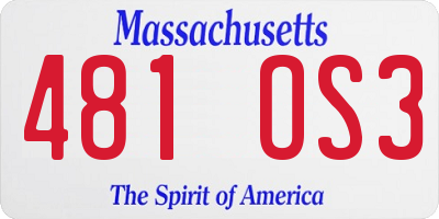 MA license plate 481OS3