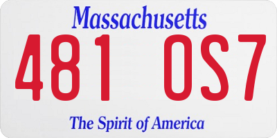 MA license plate 481OS7