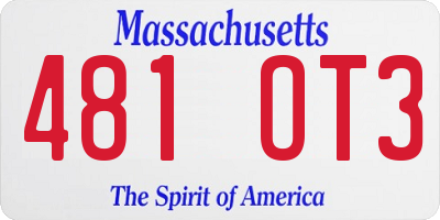 MA license plate 481OT3
