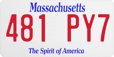 MA license plate 481PY7