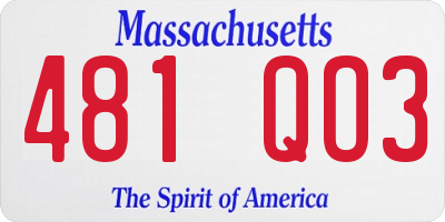 MA license plate 481QO3