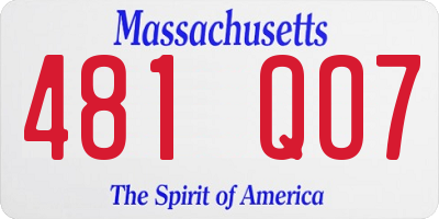 MA license plate 481QO7