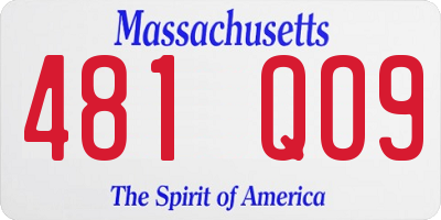 MA license plate 481QO9