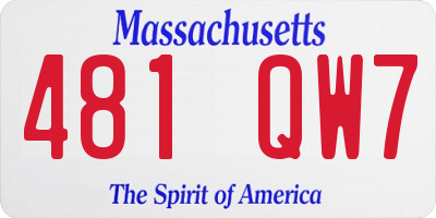 MA license plate 481QW7