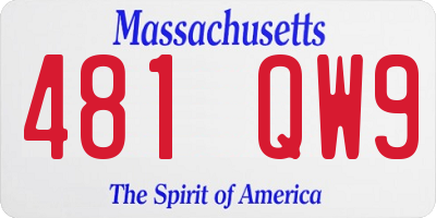 MA license plate 481QW9