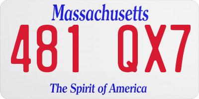 MA license plate 481QX7