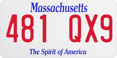 MA license plate 481QX9