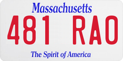 MA license plate 481RA0