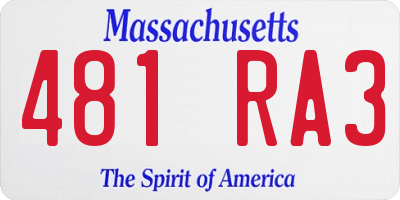 MA license plate 481RA3