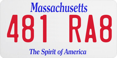 MA license plate 481RA8