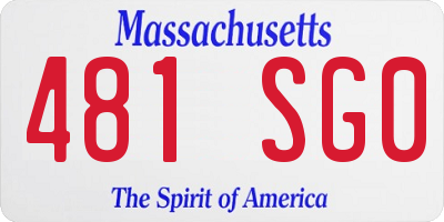 MA license plate 481SG0