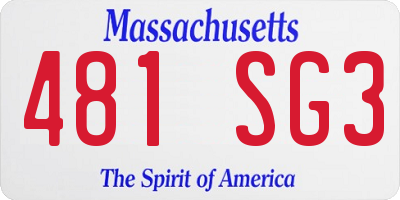 MA license plate 481SG3