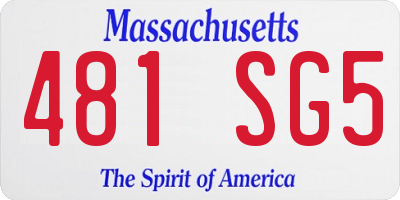 MA license plate 481SG5