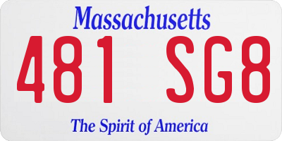 MA license plate 481SG8