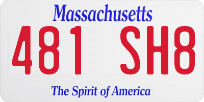 MA license plate 481SH8