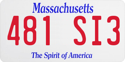 MA license plate 481SI3