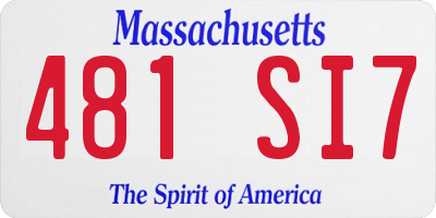 MA license plate 481SI7