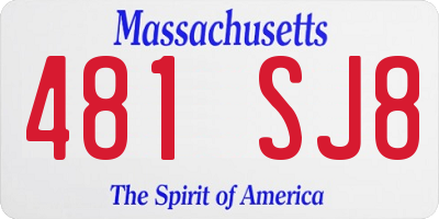 MA license plate 481SJ8