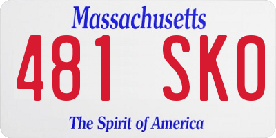 MA license plate 481SK0