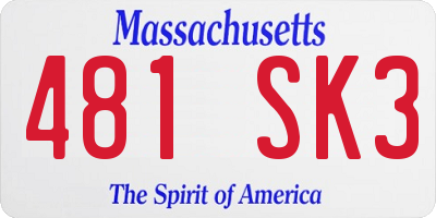 MA license plate 481SK3