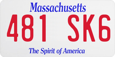 MA license plate 481SK6