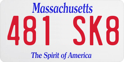 MA license plate 481SK8