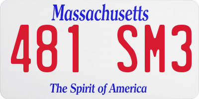 MA license plate 481SM3