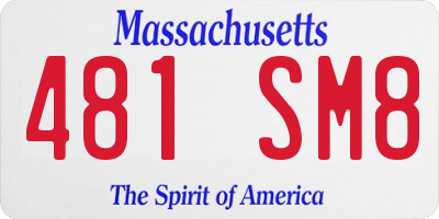MA license plate 481SM8