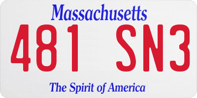 MA license plate 481SN3