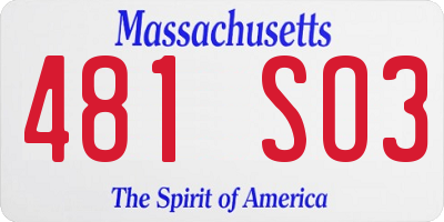 MA license plate 481SO3