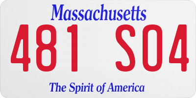 MA license plate 481SO4