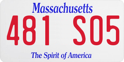 MA license plate 481SO5