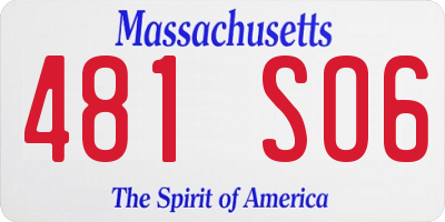 MA license plate 481SO6
