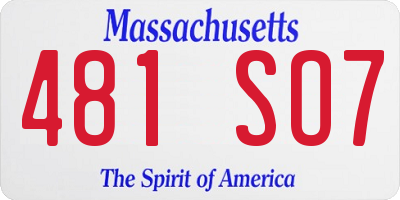 MA license plate 481SO7