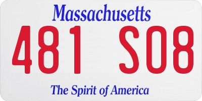 MA license plate 481SO8
